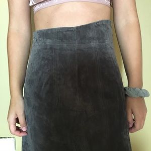Express gray faux suede asymmetrical skirt